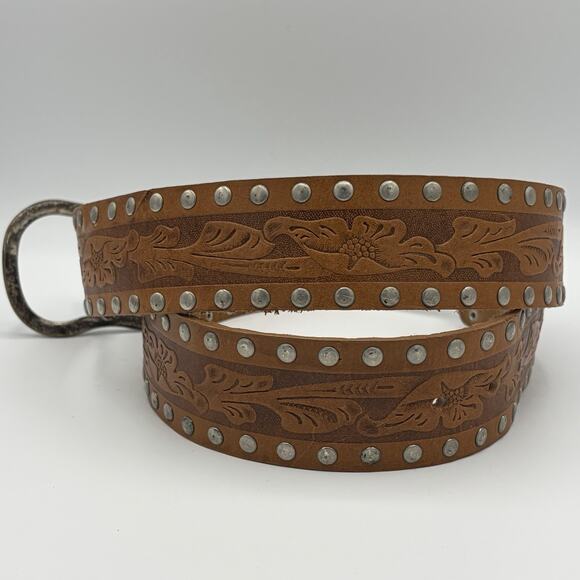 Chinese Laundry Women’s Leather Studded Tooled Belt 420116 Size M 32”-36” Canada - Picture 4 of 11